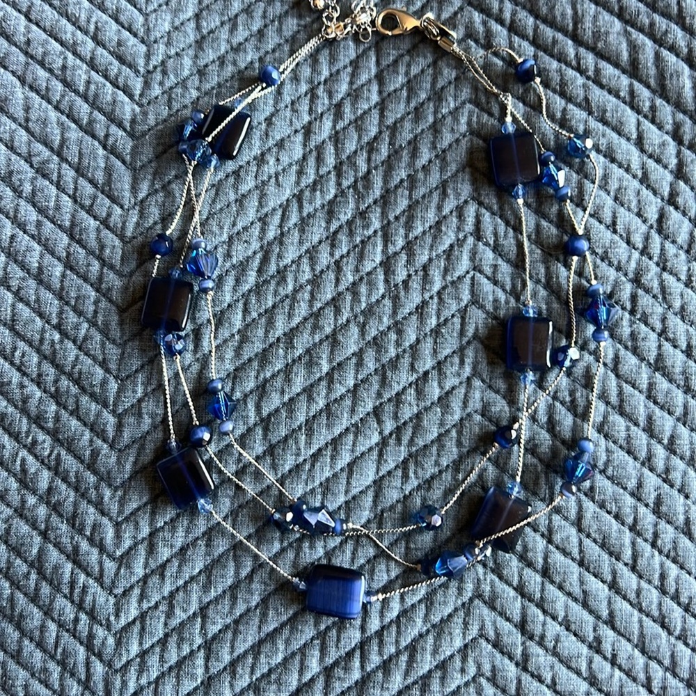 Lia Sophia necklace glass beads Blue